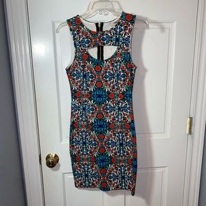 Geometric Forever21 bodycon dress with cutout